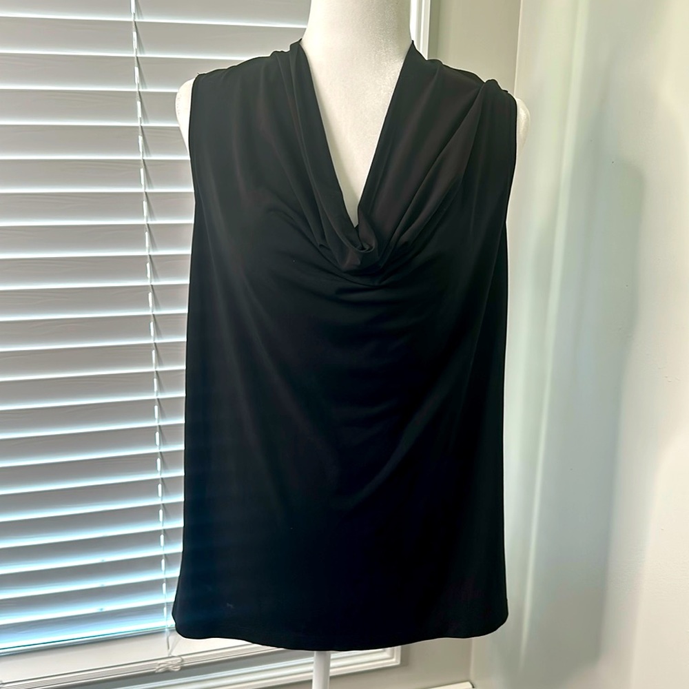 Women’s black cow neck sleeveless blouse